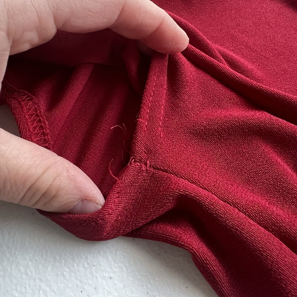 Jkla California Dress Womens M Red Stretch Faux Wrap Collard Vintage Sleeveless - Picture 10 of 11